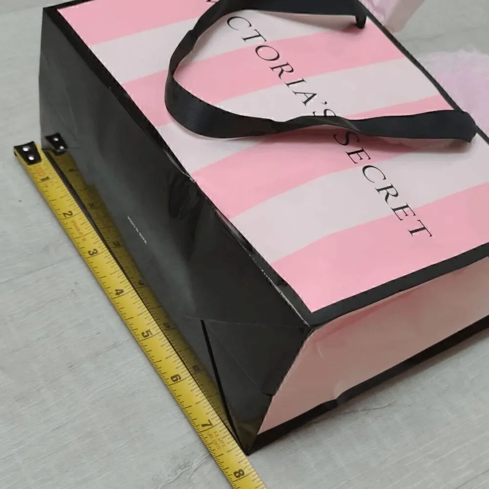💗 VICTORIA'S SECRET Empty Paper Pink Shopping Gift Bag Cloth Handles w/Tissues